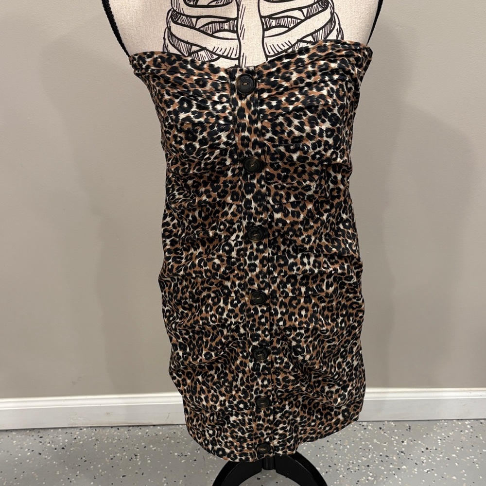 Pinko Strapless Leopard Print Dress Pre- Owned